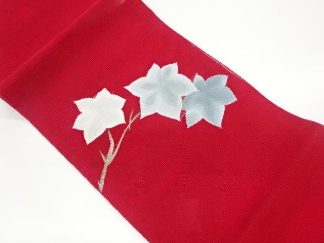 絽抽象花模様織出し名古屋帯